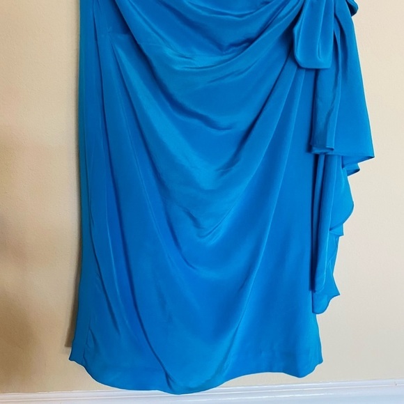 NWT 80’s 90’s Vintage Strapless Blue SILK Cocktail Dress Sz 6 - Picture 6 of 16